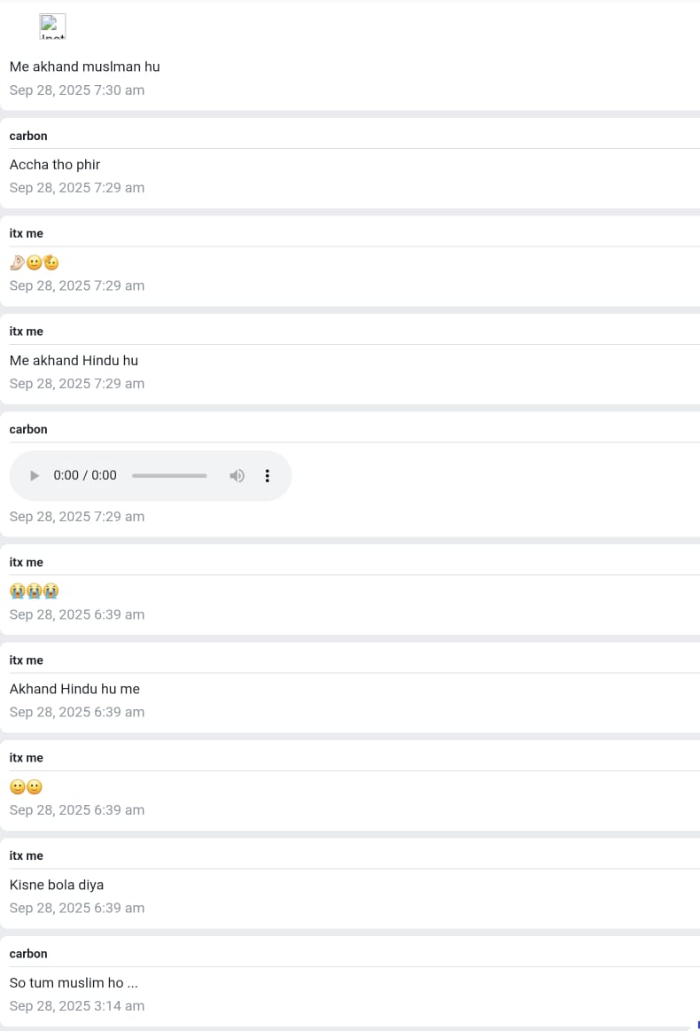 Screenshot of our very first conversation